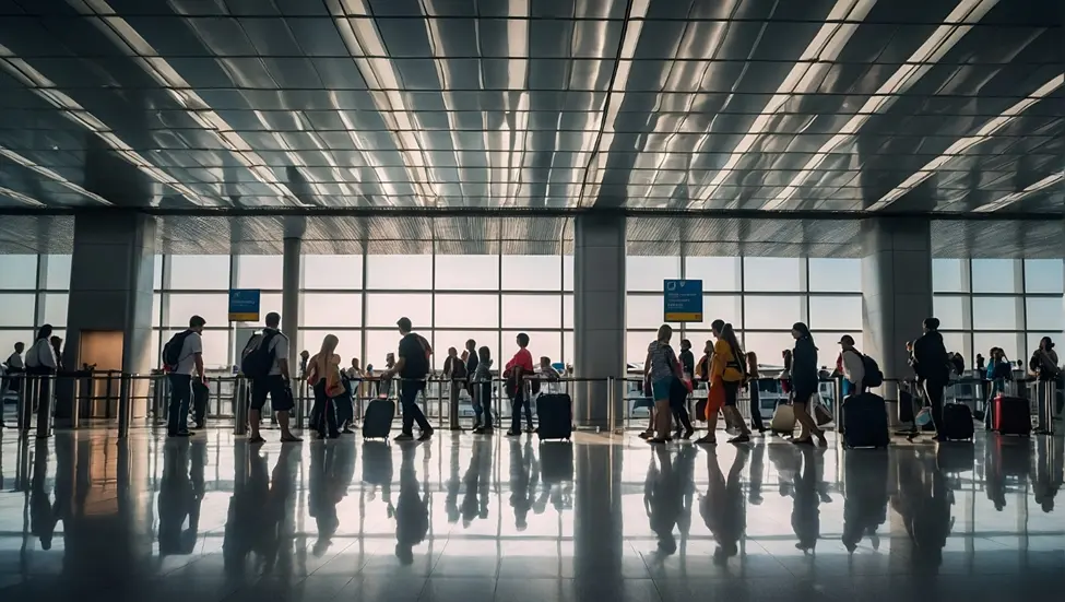 how far is Manhattan to JFK Airport a large group of people standing around a terminal