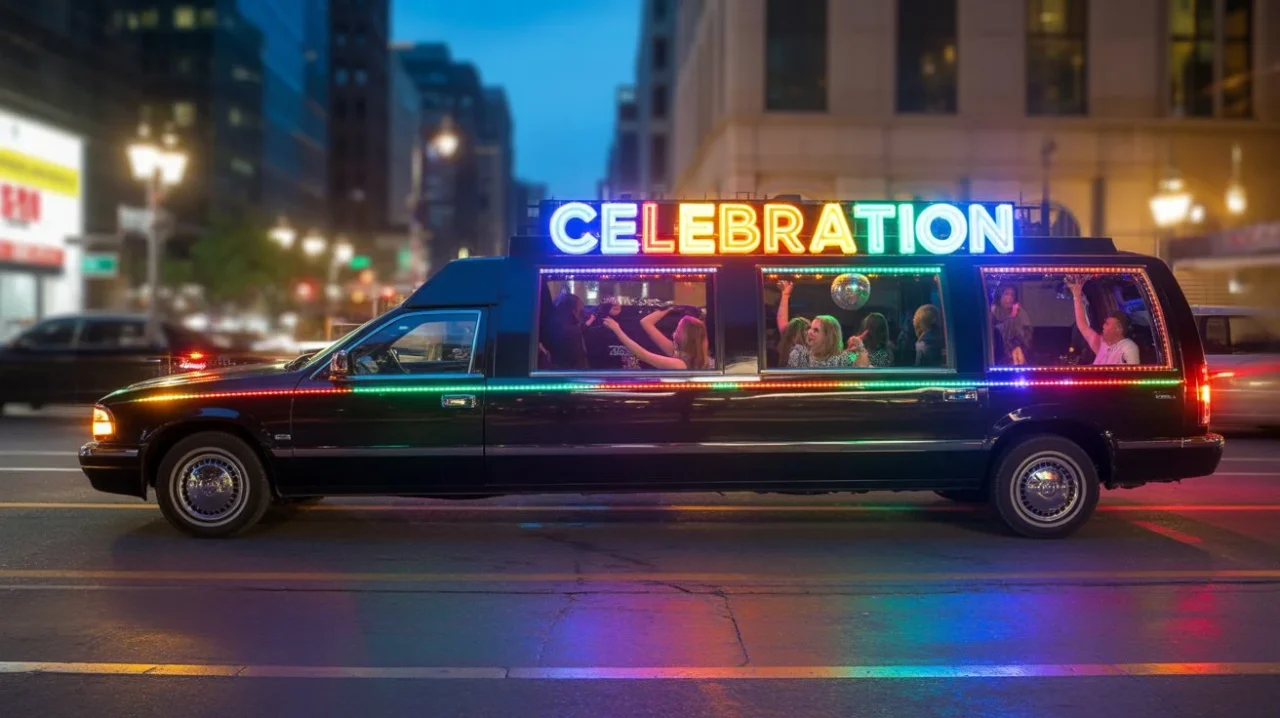 peoples celebrating in limo bus peoples celebrating in limo bus